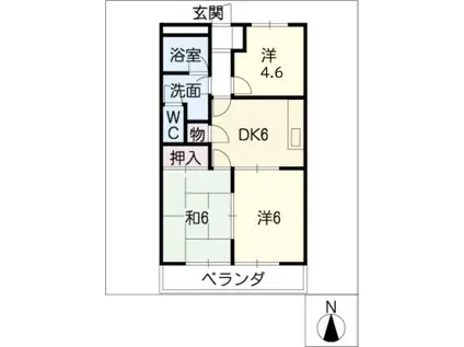 グリーンガーデン立込(3DK/3階)の間取り写真