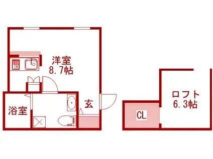 プリマガーデン穂の香壱番館(ワンルーム/2階)の間取り写真
