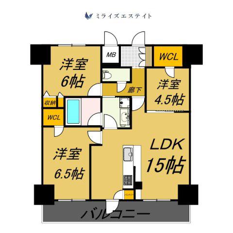 S-RESIDENCE高岳ARDENT(3LDK/9階)の間取り写真