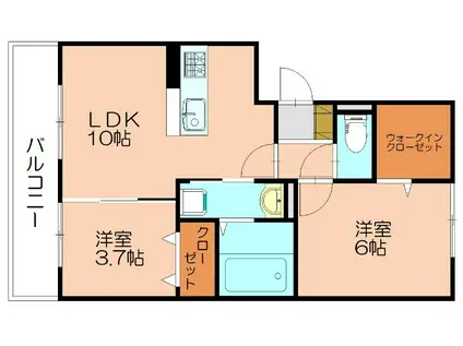 BELLDEMEUREA棟(2LDK/1階)の間取り写真