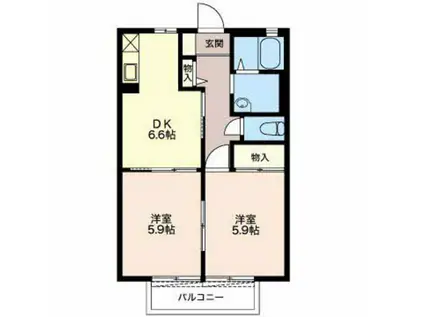 ピュアライズ吉村 A棟(2DK/2階)の間取り写真