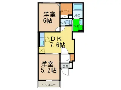 レモングラスA・B(2DK/2階)の間取り写真