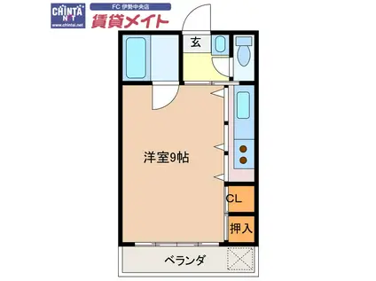 大海マンション(ワンルーム/2階)の間取り写真