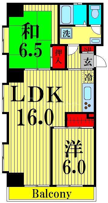 DSVARIE亀有レジデンス(2LDK/2階)の間取り写真