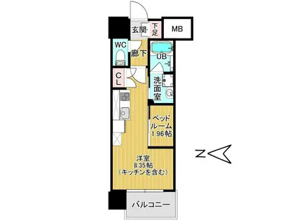 上杉ガーデンスクエア(ワンルーム/3階)の間取り写真