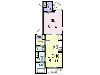 ドミール観音(1LDK/1階)の間取り写真