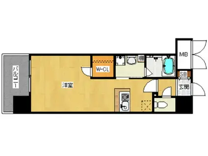 アソシアグロッツォ・クアトロ博多(1K/7階)の間取り写真