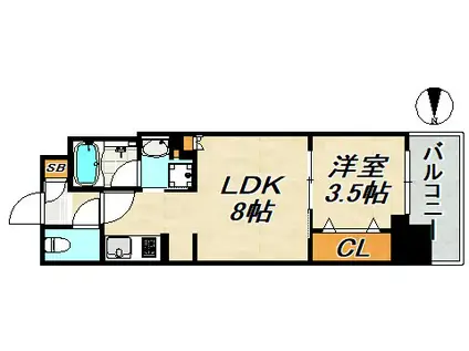 リビオシティ神戸名谷(1LDK/9階)の間取り写真