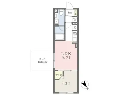 グローリオシェルト高田馬場(1LDK/1階)の間取り写真