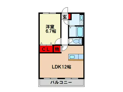 ピーチカーサIII(1LDK/3階)の間取り写真