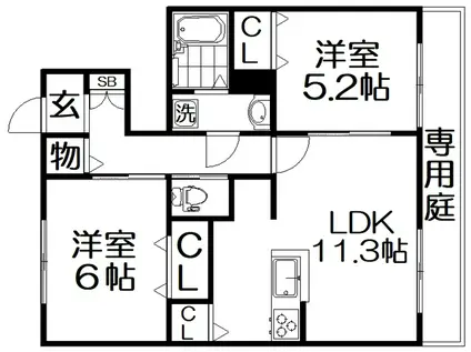 プレジデント雅(3LDK/1階)の間取り写真
