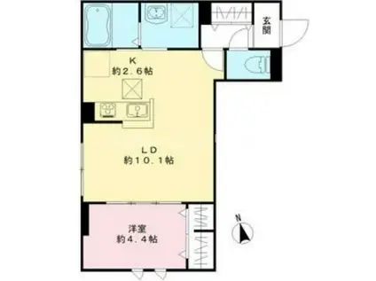 グランヴィラ大池(1LDK/1階)の間取り写真