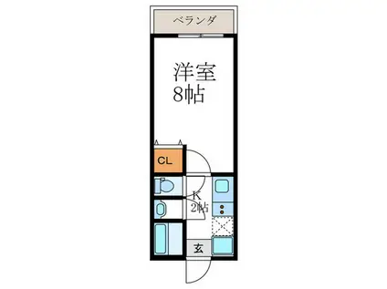 フラッティ御薗橋西(1K/2階)の間取り写真