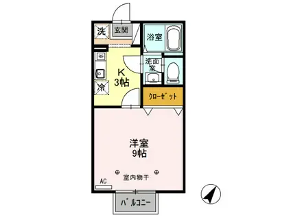 ロイヤルタウン程島D棟(1K/2階)の間取り写真
