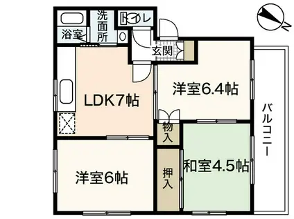 カーサ・デ・アキ(3DK/1階)の間取り写真