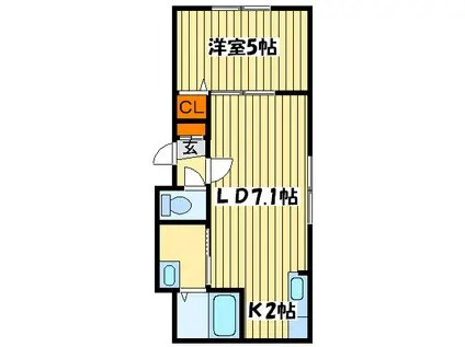 エミネンス環状東(1LDK/2階)の間取り写真