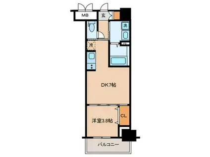 ブランシエスタ明石(1DK/8階)の間取り写真