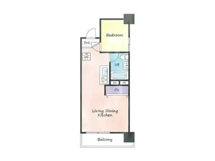 門前仲町ダイヤマンション(1LDK/7階)の間取り写真