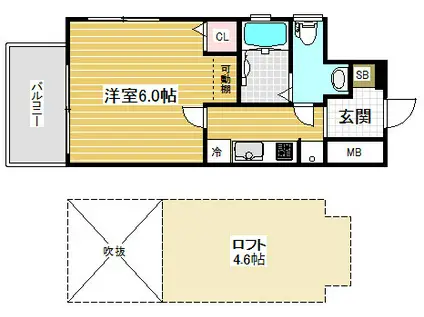 エステムコート神戸・県庁前Ⅳグランディオ(1K/9階)の間取り写真