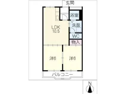 セピアハウス(2LDK/2階)の間取り写真
