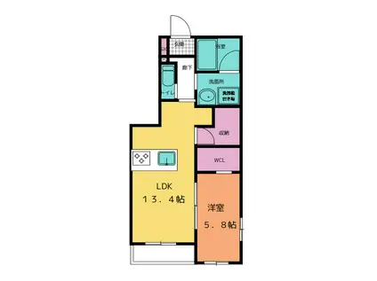 グランスタジオ銀座(1LDK/2階)の間取り写真