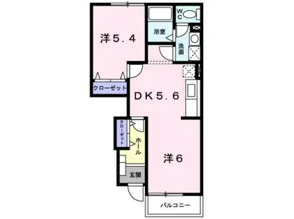 サンライトリブB(1LDK/1階)の間取り写真