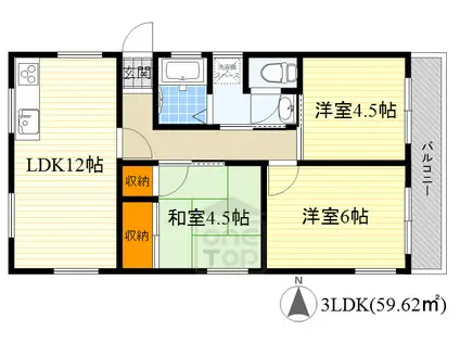 村崎マンション(3LDK/2階)の間取り写真