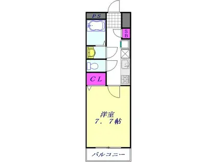 プレム川口(1K/3階)の間取り写真