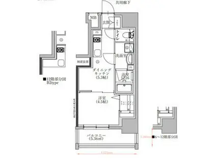 TENAS泉(1DK/5階)の間取り写真