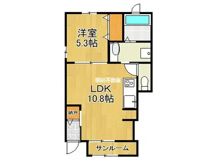 グラン シエル 弐番館(1LDK/1階)の間取り写真