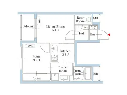 リアンレガーロ平尾ステーション(2K/4階)の間取り写真