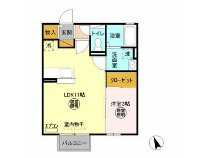 バローネ・イースト(1LDK/1階)の間取り写真