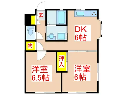 レジデンス重富(2DK/1階)の間取り写真