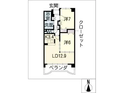 グランプラス真清II(2LDK/4階)の間取り写真