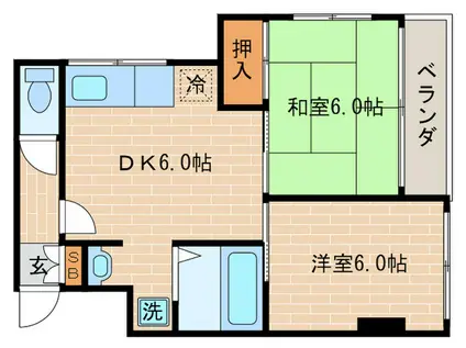 メゾン八条(2DK/4階)の間取り写真