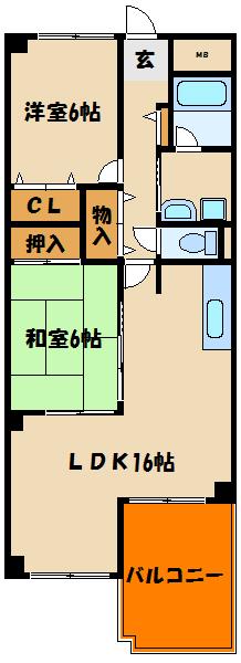 シーサイドパストラル林崎II(2LDK/1階)の間取り写真
