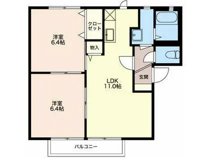 キャトルセゾン E棟(2LDK/1階)の間取り写真