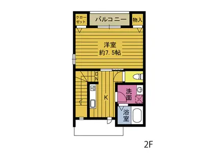 P-STYLE荏隈(1K/2階)の間取り写真