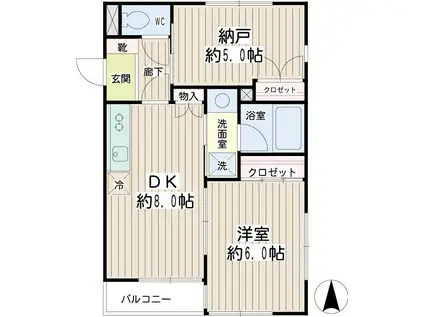 リアーレハイム(1SDK/1階)の間取り写真