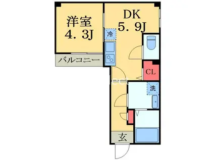 グラーナ千葉中央(1DK/5階)の間取り写真