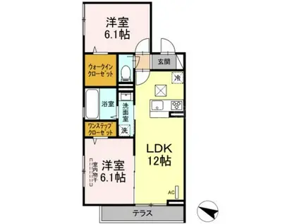 ゼフィール(2LDK/1階)の間取り写真