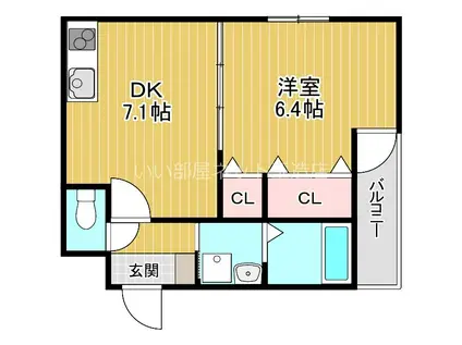 フジパレス城東東中浜III番館(1DK/3階)の間取り写真