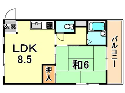 サニーハイツ西岡本(1LDK/3階)の間取り写真