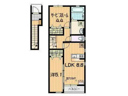 SKY CITY YAHABA II(1SLDK/2階)の間取り写真