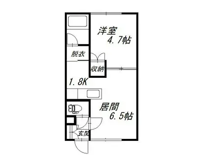ユーハイツ永山(1DK/1階)の間取り写真