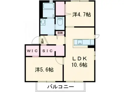 シャルム梶原A(2LDK/2階)の間取り写真