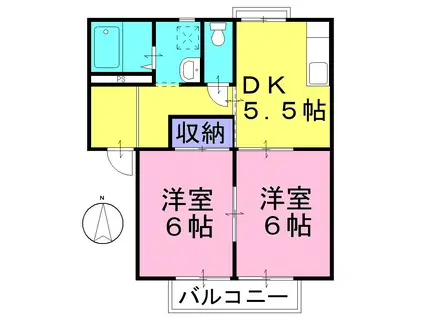 メゾン松尾(2DK/1階)の間取り写真