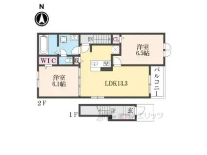 トムズガーデン園部1(2LDK/2階)の間取り写真