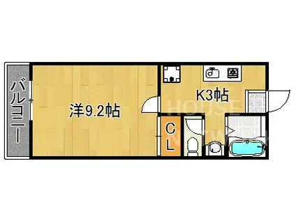 MAISON DE MARI北白川(1K/3階)の間取り写真