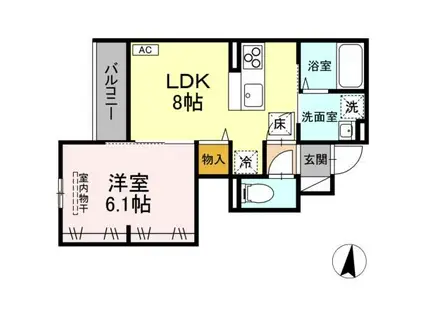 PRIMAVERA吉成台(1LDK/1階)の間取り写真